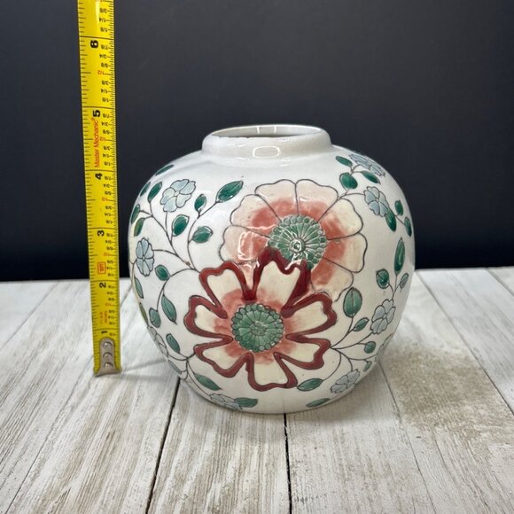 Vintage Chinese Asian Oriental Ginger Jar and Canister Floral Design - Set of 2 - Picture 6 of 10